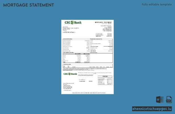 Rumänien CEC Bank Hypothekenabrechnung in Word- und PDF-Formaten – Beispielvorschau